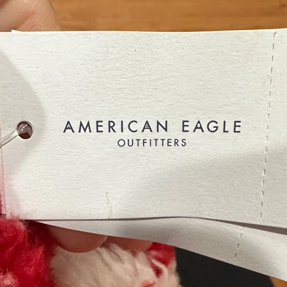 American Eagle Outfitters Vibrant Red and White Plush Throw